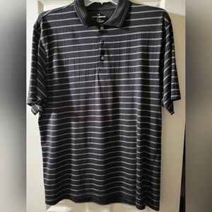 Striped Black and Gray Button-Up Shirt